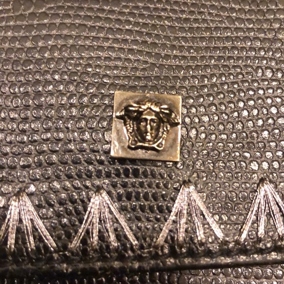 HP🥳100% Authentic lizard skin Versace black bag❤️ - Picture 7 of 10